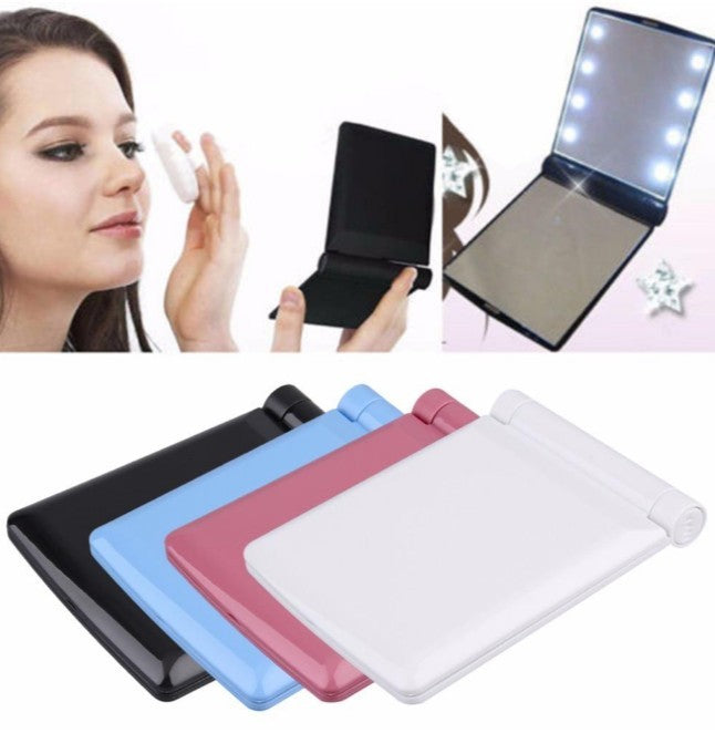 Miroir cosmétique de poche pliant à LED